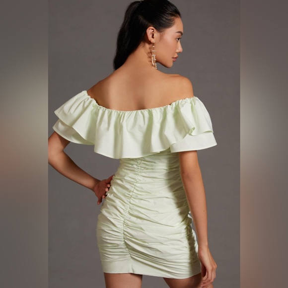 ✨ Anthropologie Ruched Off-The-Shoulder Dress Sz 14 - Picture 3 of 5